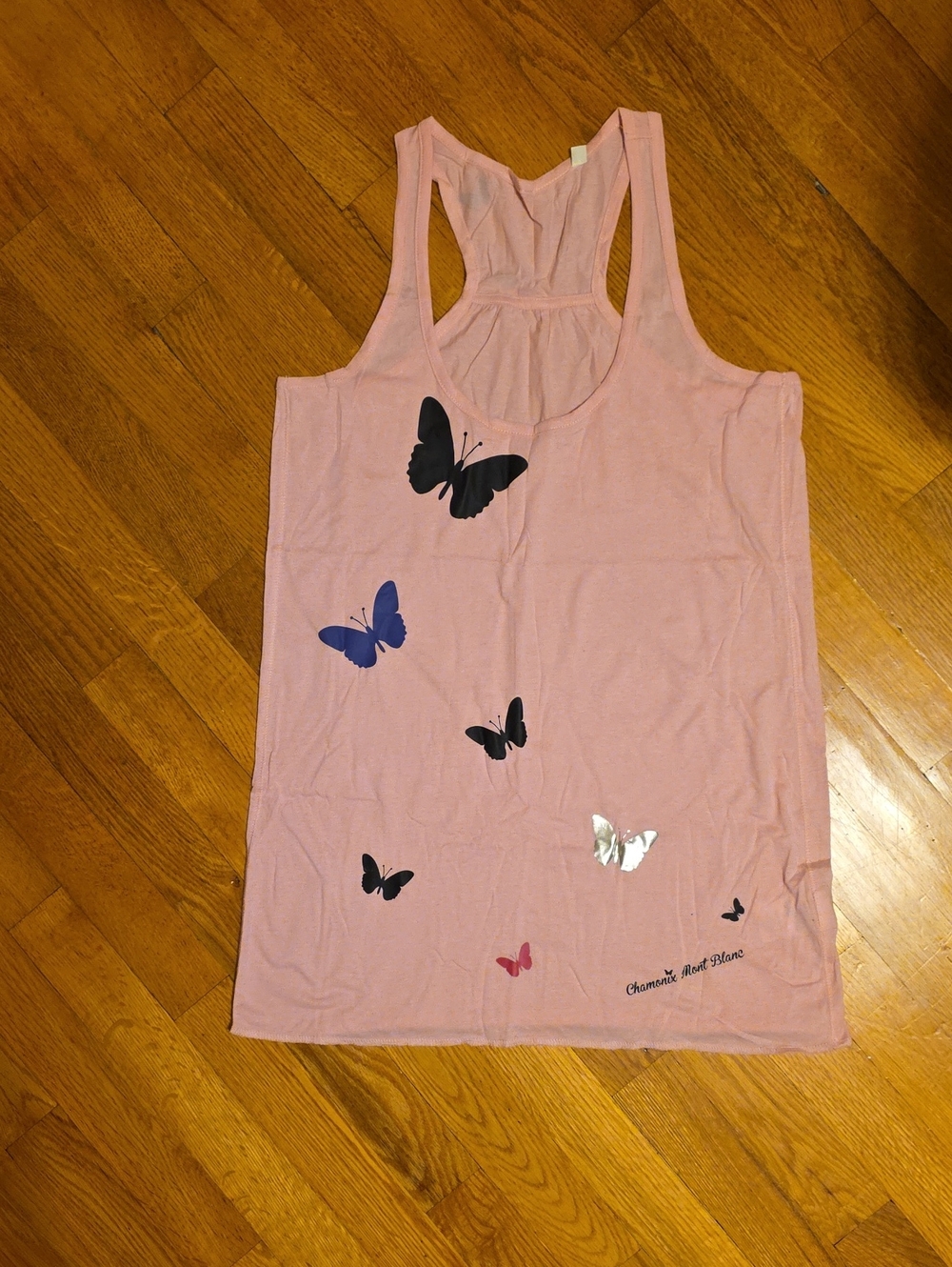 Pink Medium Butterfly Custom Print Racerback Tank Top Chamonix Mont Blanc